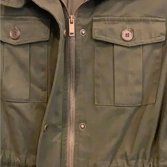 Peyton Jensen XS military olive green jacket with animal print detail on sleeve - Picture 6 of 9